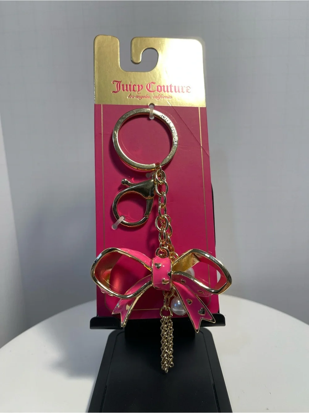 Juicy Couture Pink Bow w/Pearl Keychain Bag Charm - NWT **
